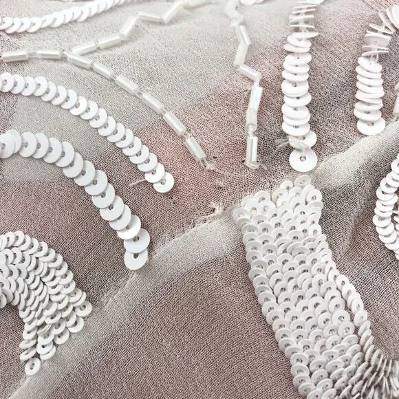 RETROFETE CHLOE EMBELLISHED SILK CHIFFON‎ DRESS WHITE XS - Picture 3 of 14